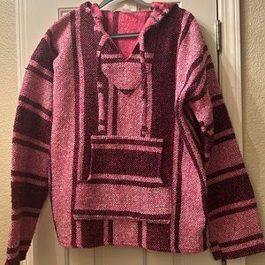 Oversized Striped Pink Pancho